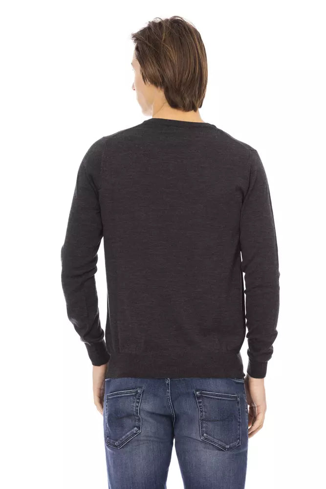 Baldinini Trend Gray Fabric Men Sweater Baldinini Trend