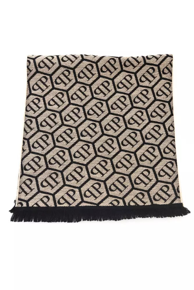 Philipp Plein Elegant Monogram Fringed Scarf Philipp Plein