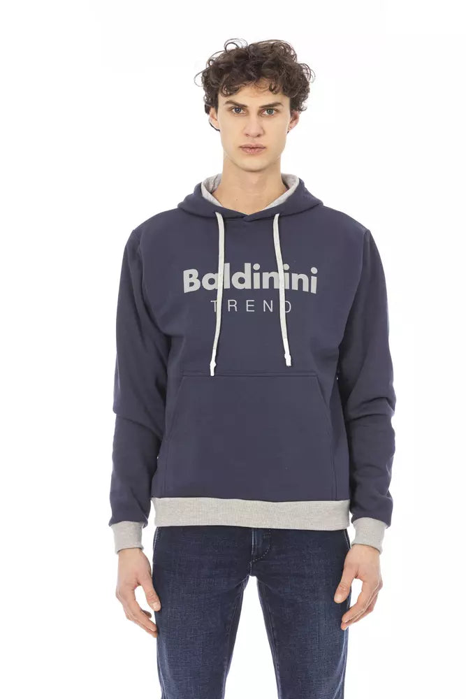 Baldinini Trend Blue Cotton Men Hoodie Baldinini Trend