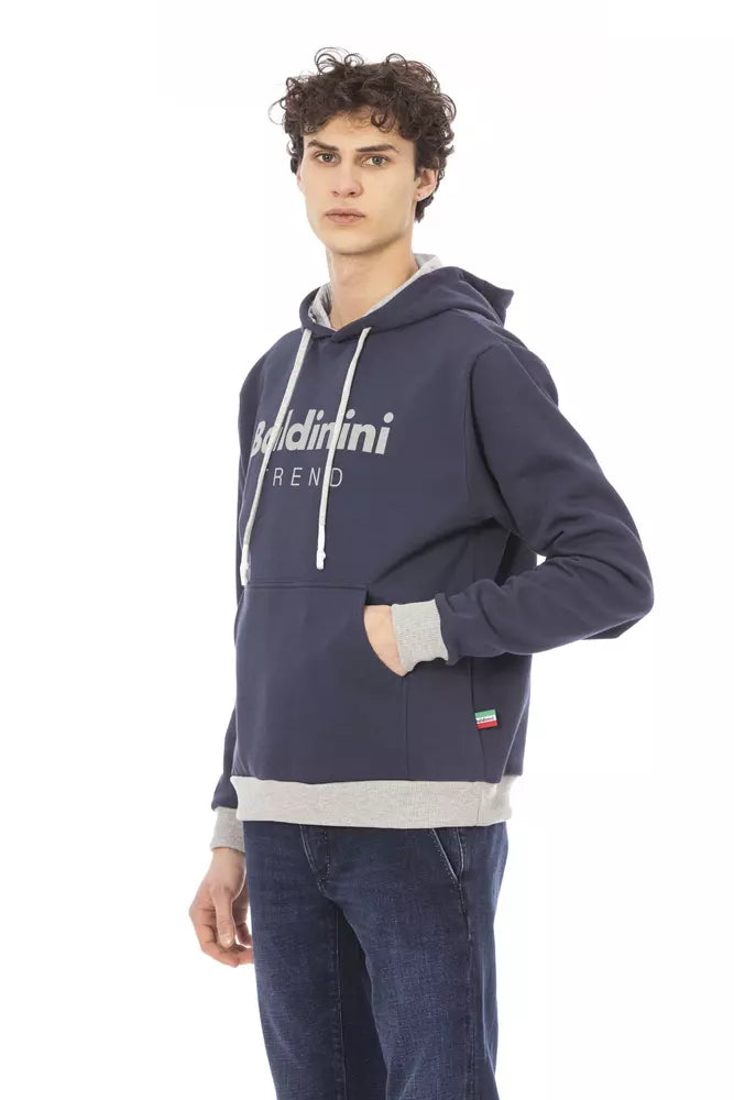 Baldinini Trend Blue Cotton Men Hoodie Baldinini Trend