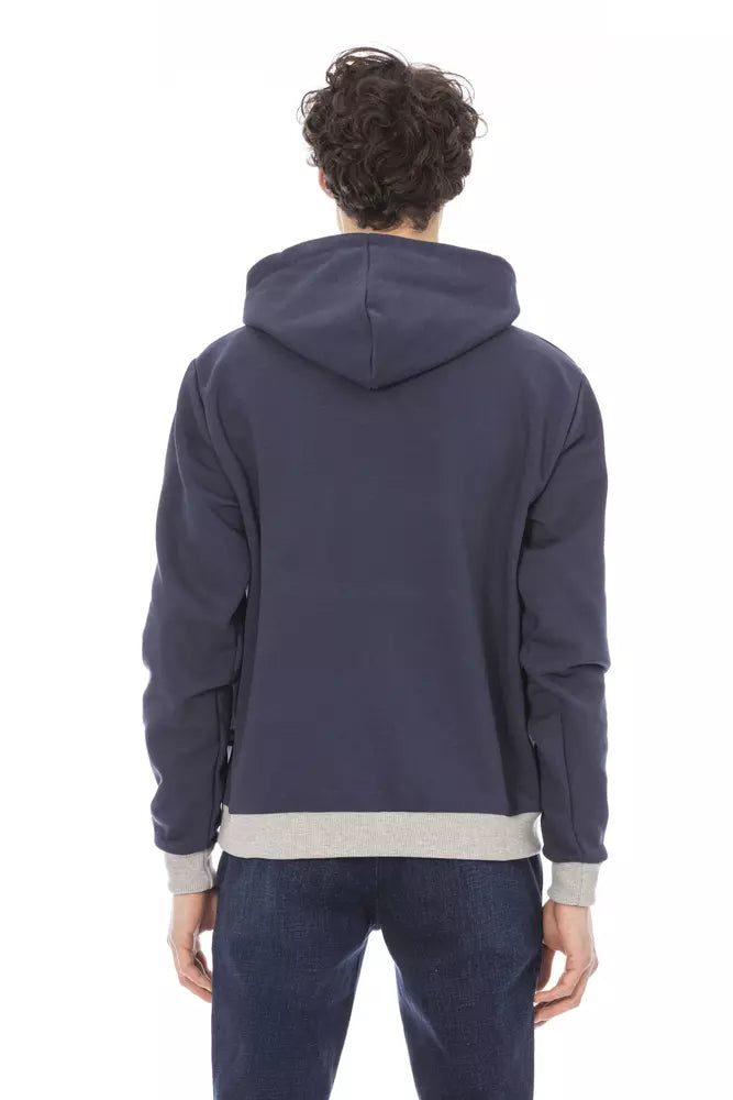 Baldinini Trend Blue Cotton Men Hoodie Baldinini Trend