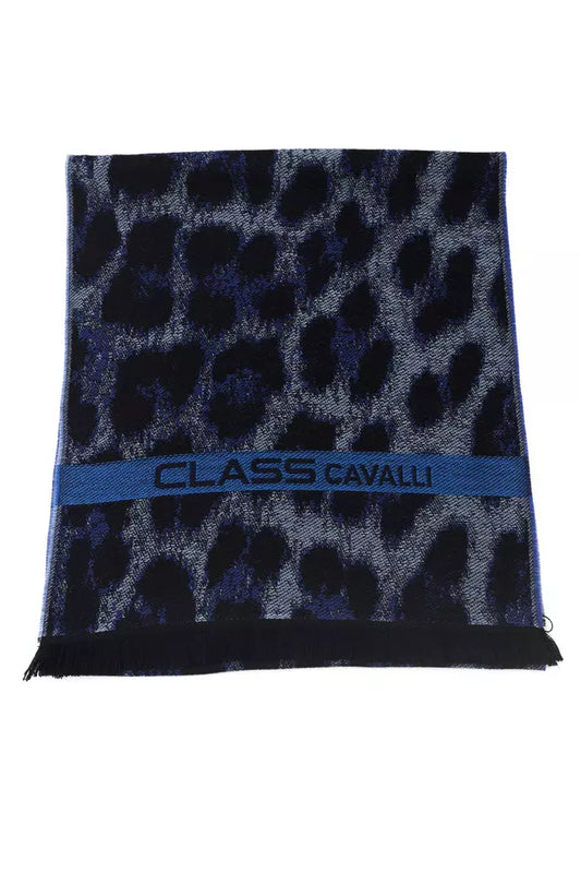 Cavalli Class Blue Wool Men Scarf Cavalli Class