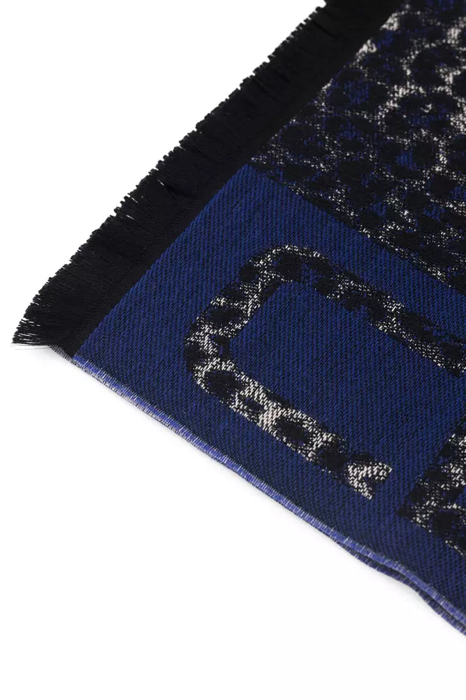 Cavalli Class Blue Wool Men Scarf Cavalli Class