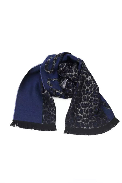 Cavalli Class Blue Wool Men Scarf Cavalli Class