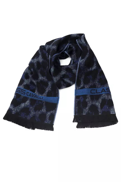 Cavalli Class Blue Wool Men Scarf Cavalli Class