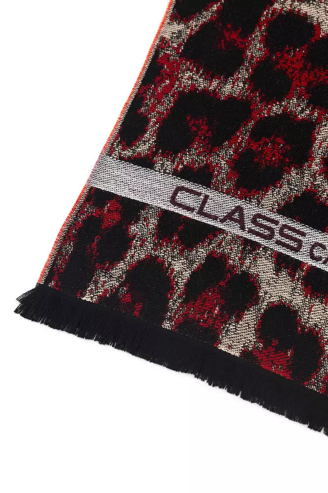 Cavalli Class Burgundy Wool Men Scarf Cavalli Class