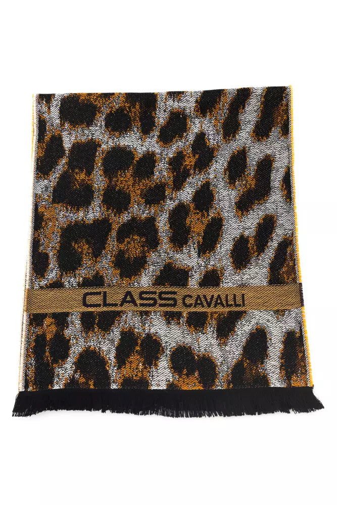 Cavalli Class Brown Wool Men Scarf Cavalli Class