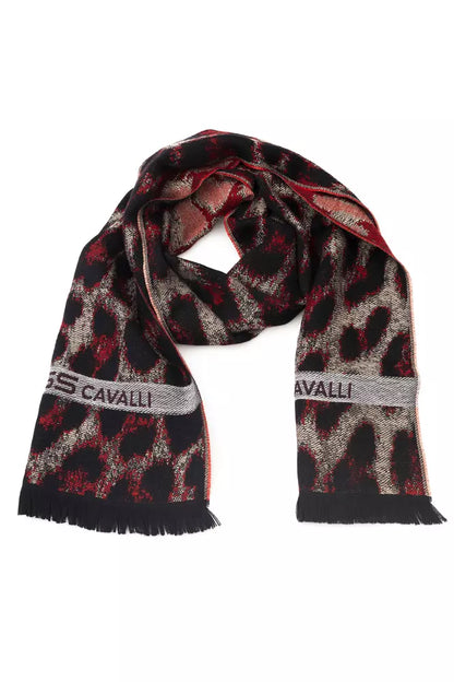 Cavalli Class Burgundy Wool Men Scarf Cavalli Class