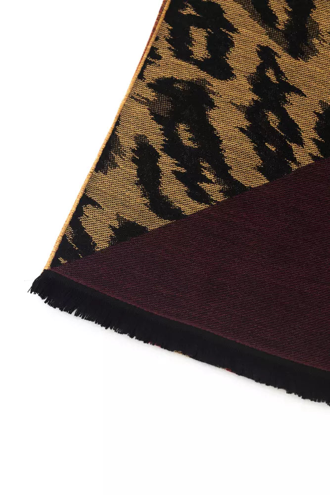 Cavalli Class Brown Wool Men Scarf Cavalli Class