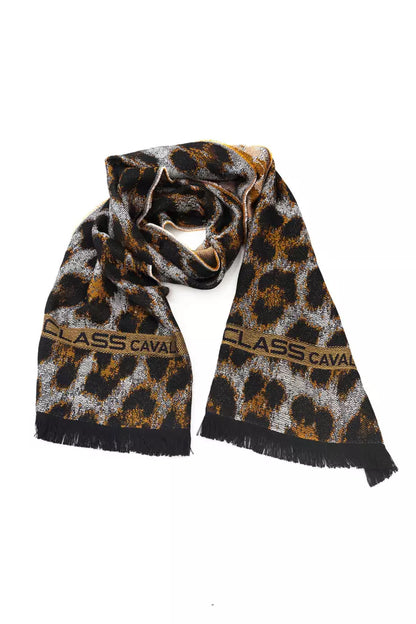 Cavalli Class Brown Wool Men Scarf Cavalli Class