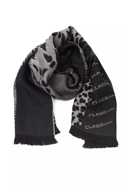 Cavalli Class Black Wool Men Scarf Cavalli Class