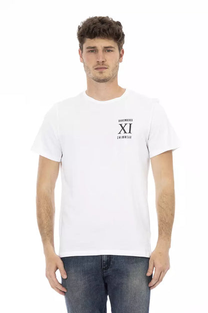 Bikkembergs Elegant White Front Print T-Shirt Bikkembergs