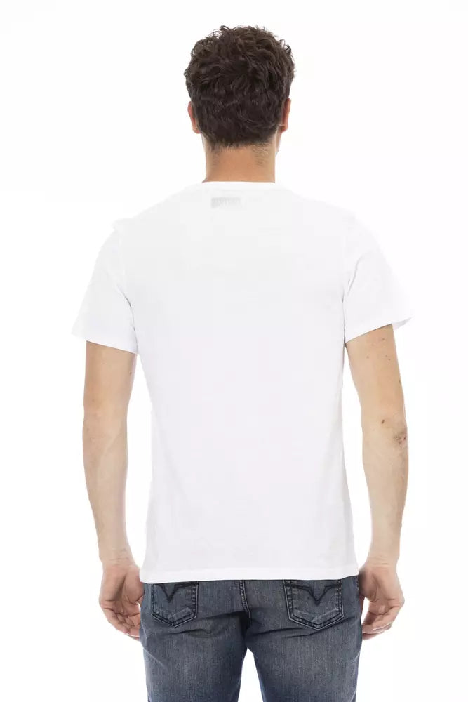 Bikkembergs Elegant White Front Print T-Shirt Bikkembergs