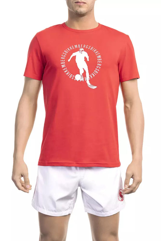 Bikkembergs Red Cotton Men T-Shirt Bikkembergs