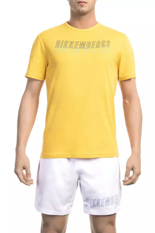 Bikkembergs Yellow Cotton Men T-Shirt Bikkembergs