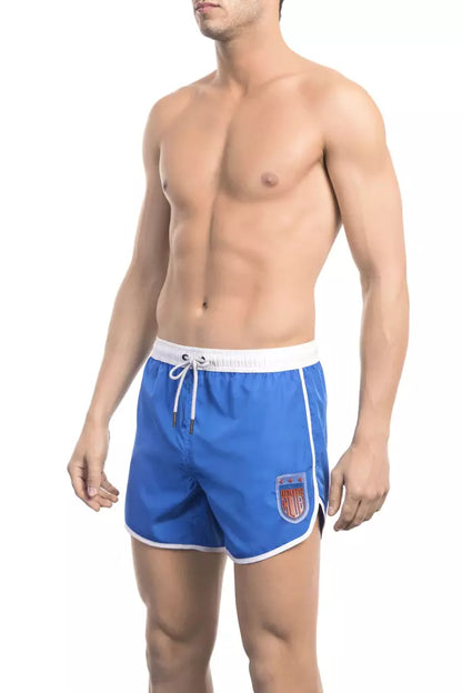 Bikkembergs Blue Polyester Men Swim Short Bikkembergs