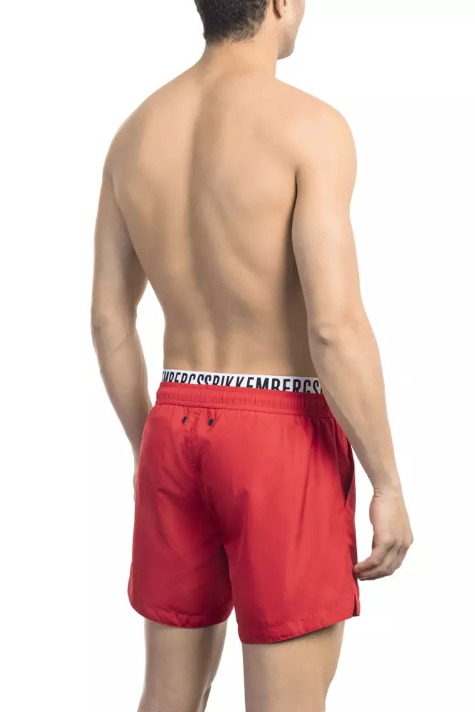 Bikkembergs Red Polyester Men Swim Short Bikkembergs