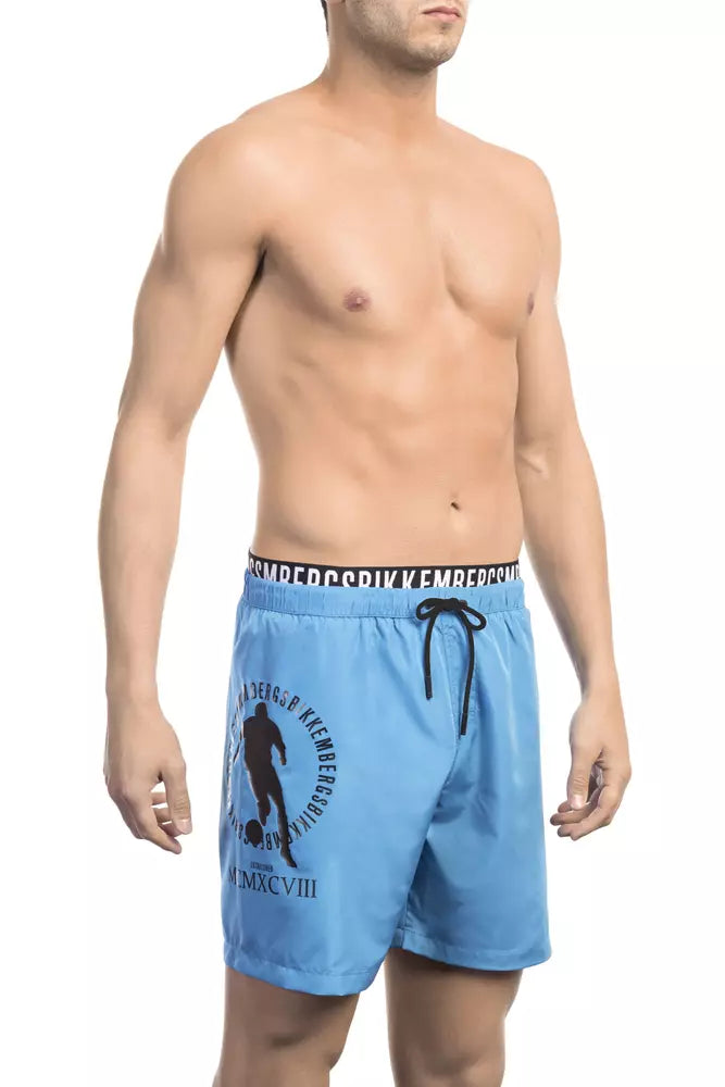 Bikkembergs Light Blue Polyester Men Swim Short Bikkembergs