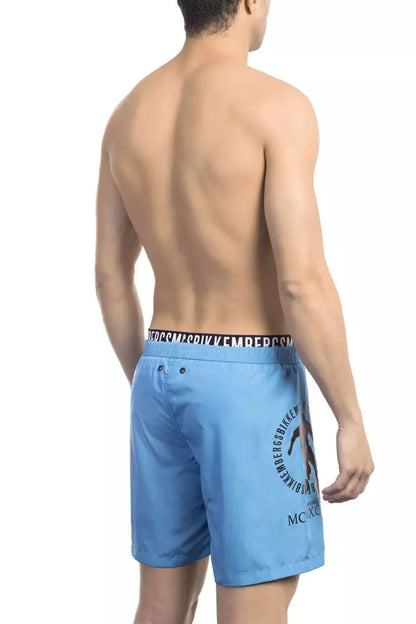 Bikkembergs Light Blue Polyester Men Swim Short Bikkembergs