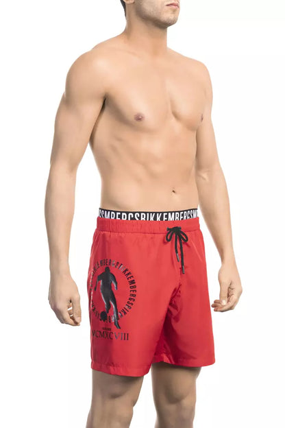 Bikkembergs Red Polyester Men Swim Short Bikkembergs