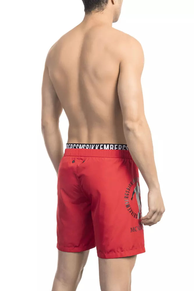 Bikkembergs Red Polyester Men Swim Short Bikkembergs