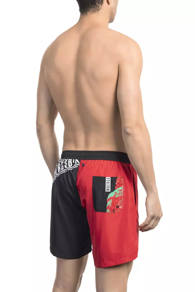 Bikkembergs Red Polyester Men Swim Short Bikkembergs