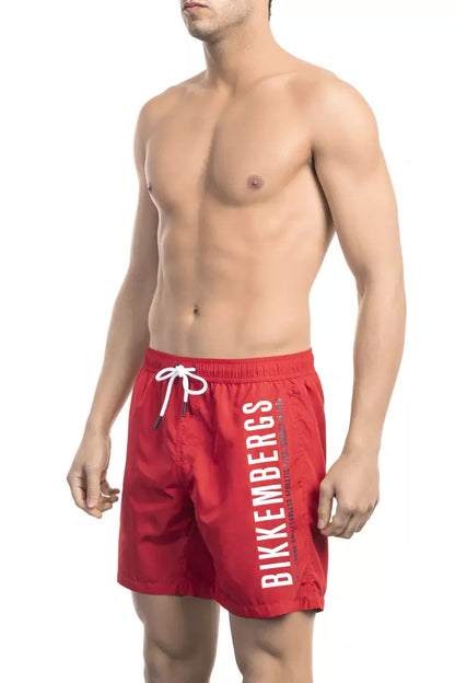 Bikkembergs Red Polyester Men Swim Short Bikkembergs