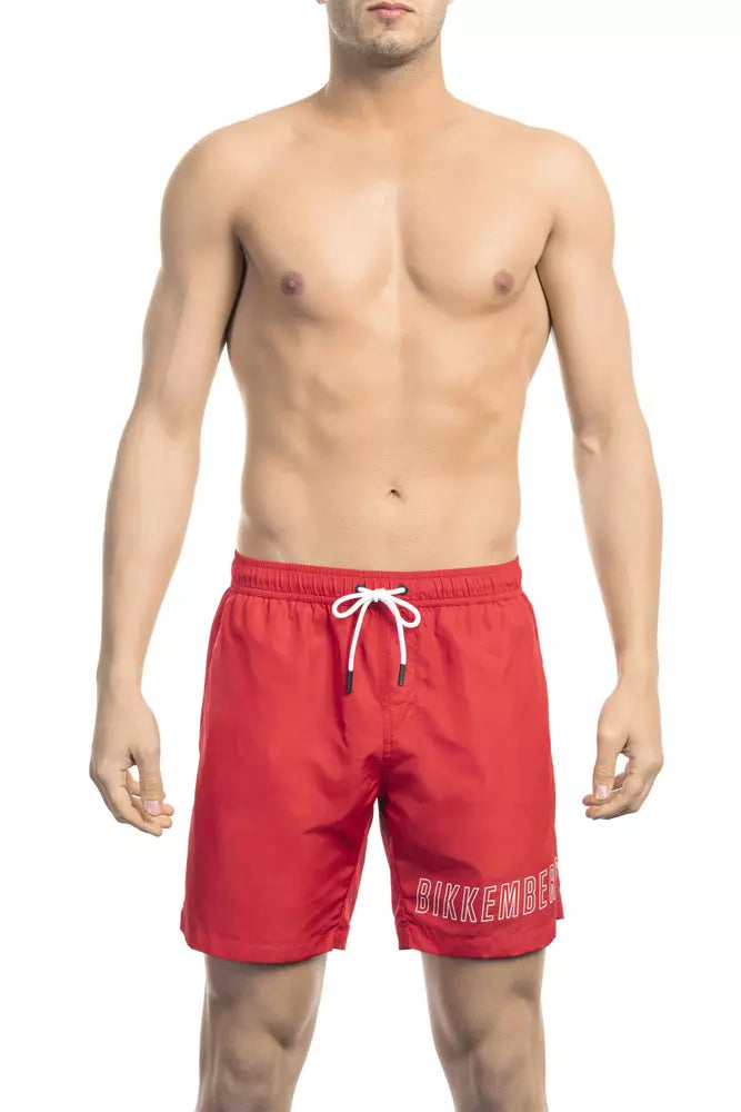 Bikkembergs Red Polyester Men Swimwear Bikkembergs