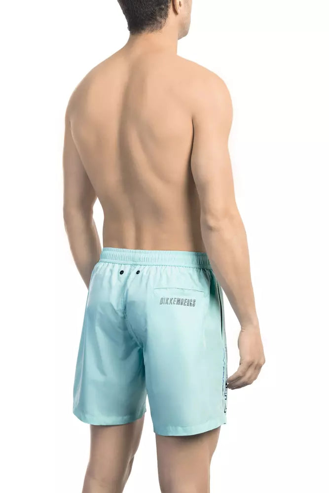 Bikkembergs Light Blue Polyester Men Swim Short Bikkembergs