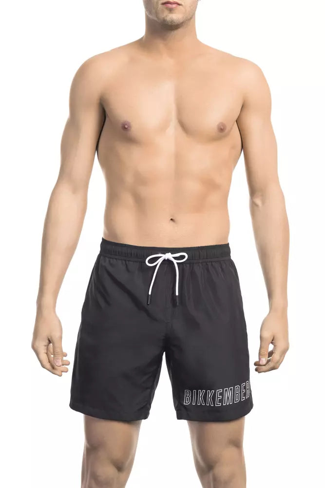 Bikkembergs Black Polyester Men Swim Short Bikkembergs