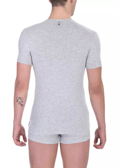 Bikkembergs Gray Cotton Men T-Shirt Bikkembergs