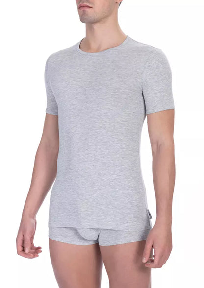 Bikkembergs Gray Cotton Men T-Shirt Bikkembergs