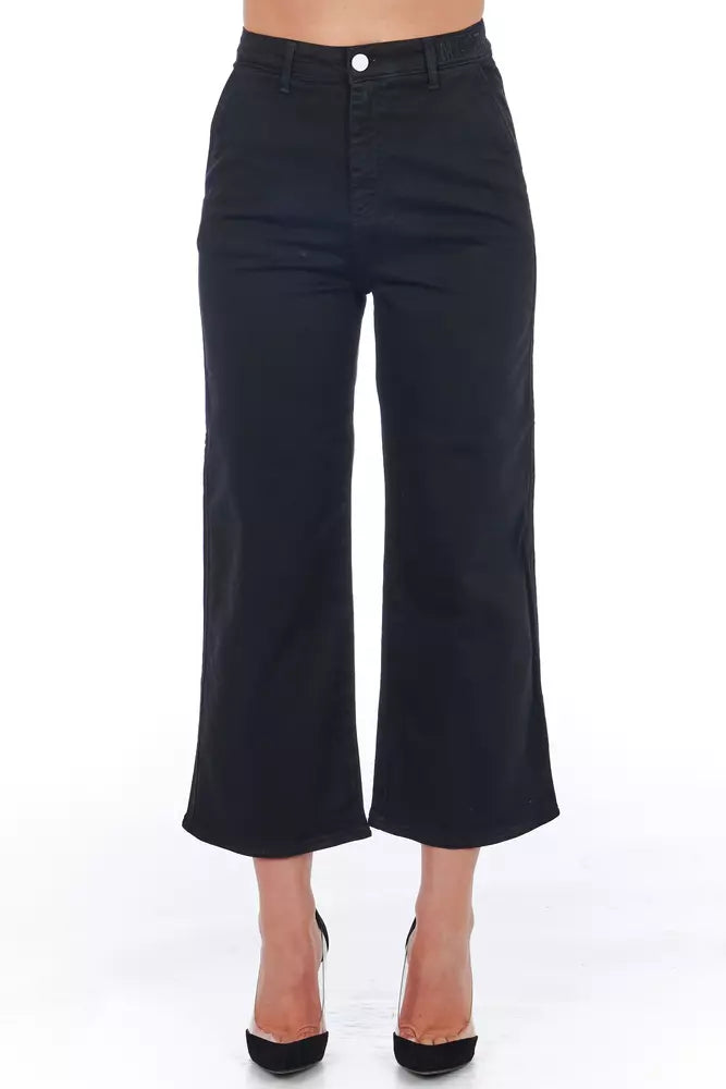 Frankie Morello Black Cotton Women Cropped Pant Frankie Morello