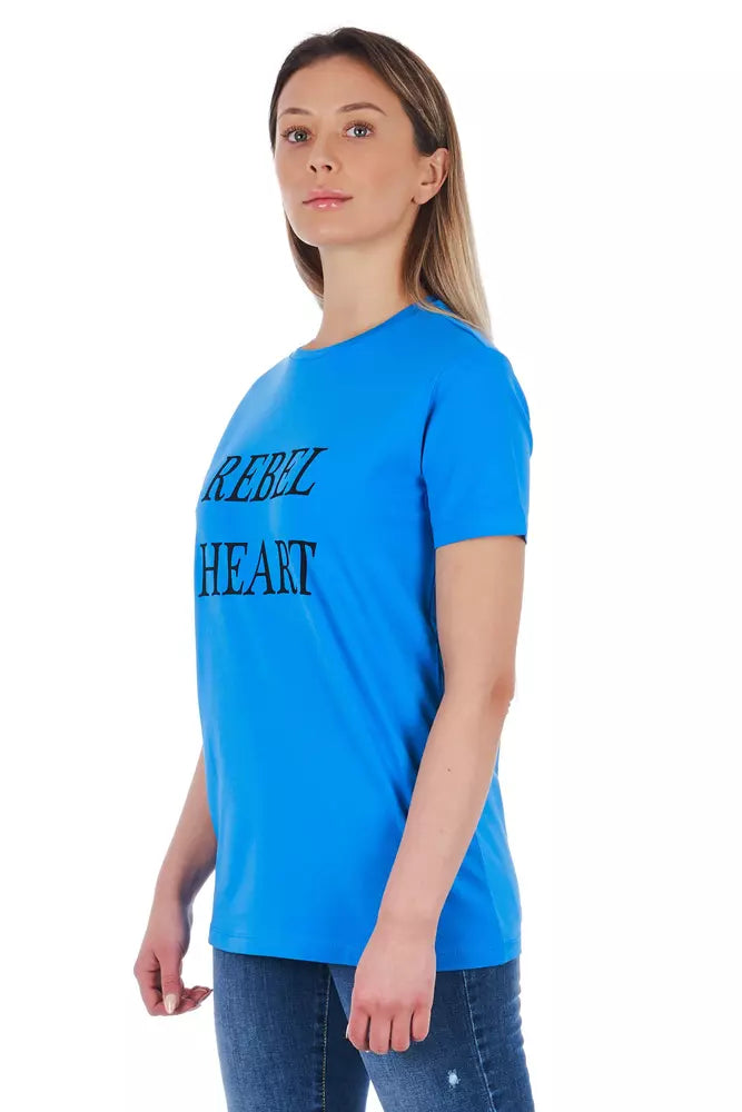 Frankie Morello Light Blue Cotton Women T-Shirt Frankie Morello