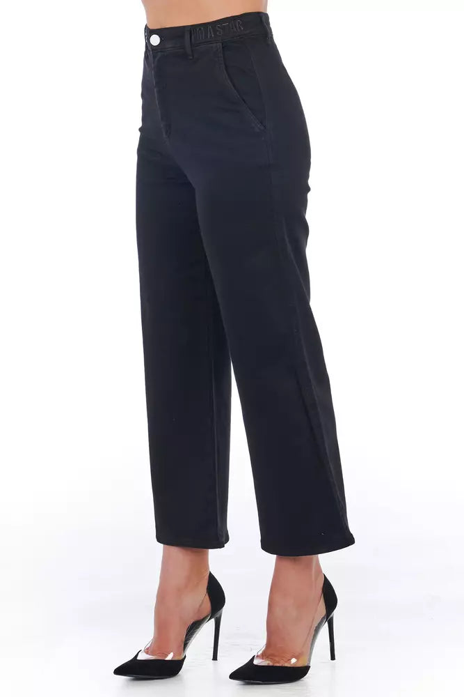 Frankie Morello Black Cotton Women Cropped Pant Frankie Morello