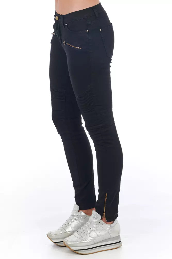 Frankie Morello Black Cotton Women Jeans Frankie Morello