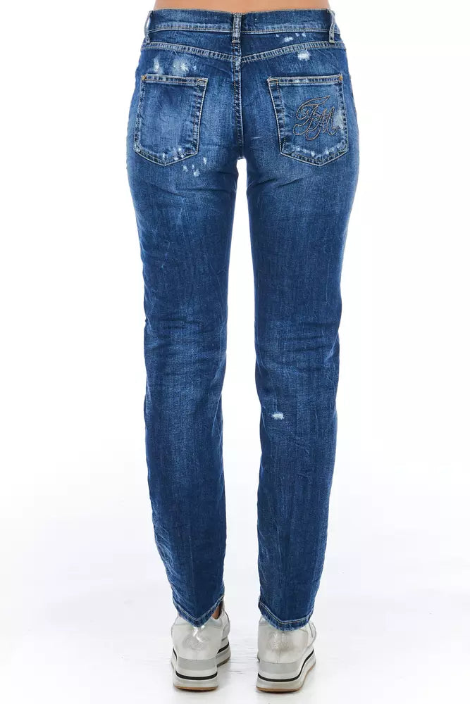 Frankie Morello Blue Cotton Women Jeans Frankie Morello