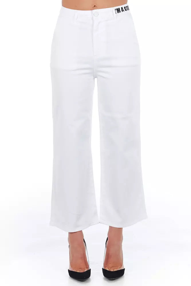 Frankie Morello White Cotton Women Cropped Trouser Frankie Morello