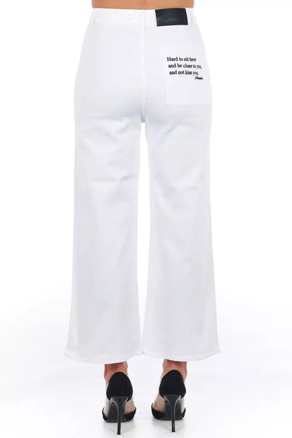 Frankie Morello White Cotton Women Cropped Trouser Frankie Morello