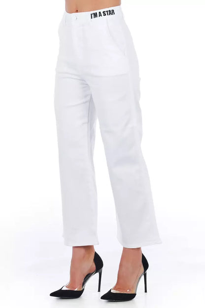 Frankie Morello White Cotton Women Cropped Trouser Frankie Morello