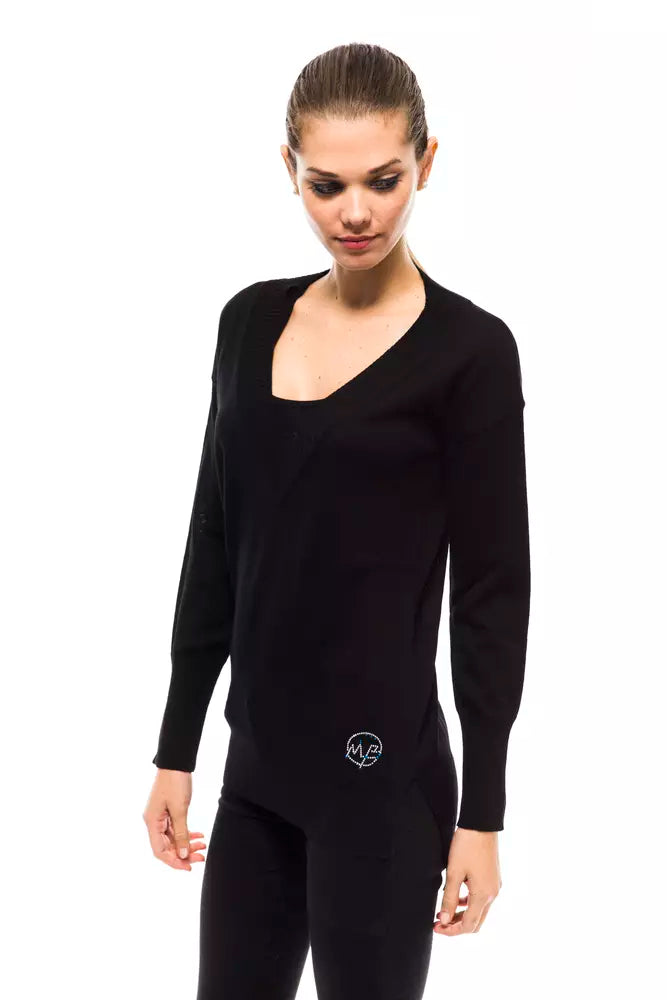 Montana Blu Black Wool Women Sweater Montana Blu