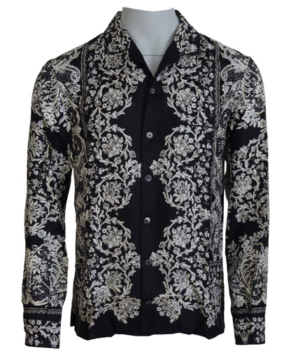 Dolce & Gabbana Elegant Satin Floral Baroque Shirt Dolce & Gabbana