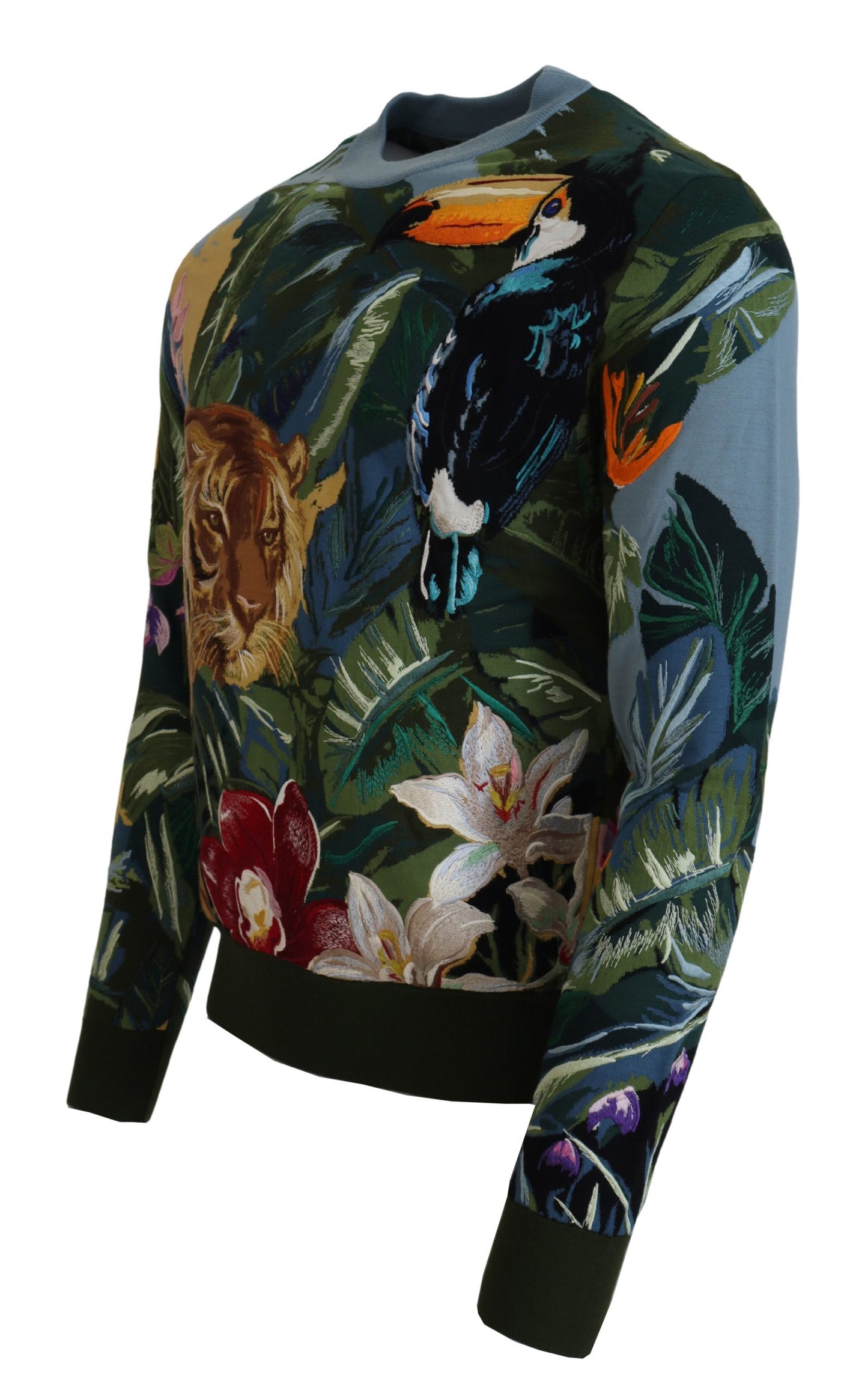 Dolce & Gabbana Jungle Embroidered Wool-Silk Sweater Dolce & Gabbana