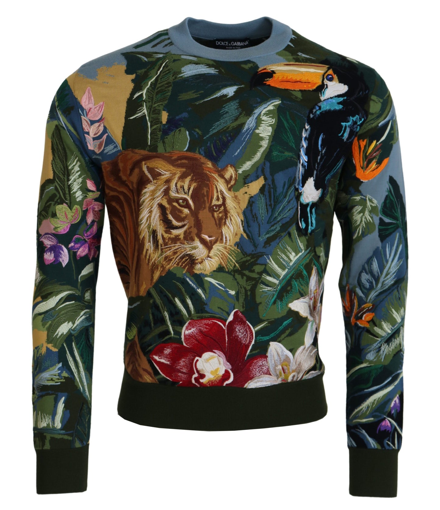 Dolce & Gabbana Jungle Embroidered Wool-Silk Sweater Dolce & Gabbana