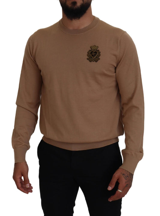 Dolce & Gabbana Beige Cashmere Crewneck Pullover Sweater Dolce & Gabbana