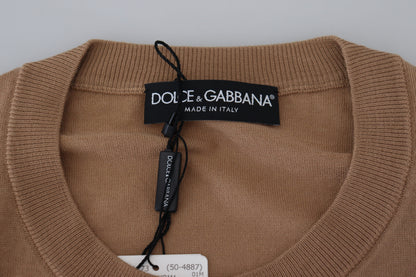 Dolce & Gabbana Beige Cashmere Crewneck Pullover Sweater Dolce & Gabbana