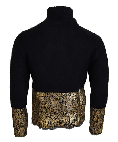 Dolce & Gabbana Stunning Black and Gold Crewneck Sweater Dolce & Gabbana