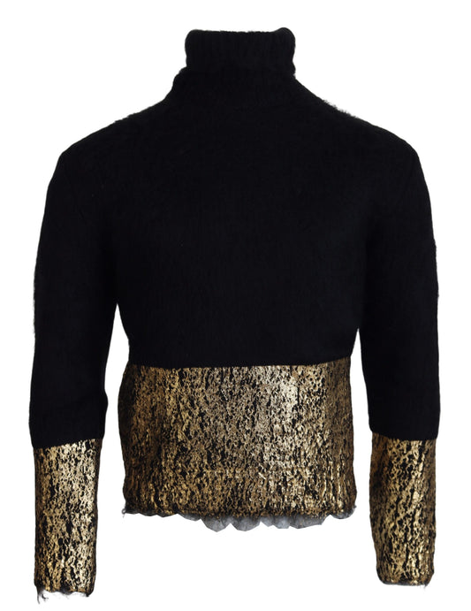 Dolce & Gabbana Stunning Black and Gold Crewneck Sweater Dolce & Gabbana