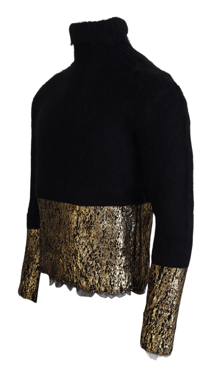 Dolce & Gabbana Stunning Black and Gold Crewneck Sweater Dolce & Gabbana