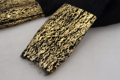 Dolce & Gabbana Stunning Black and Gold Crewneck Sweater Dolce & Gabbana